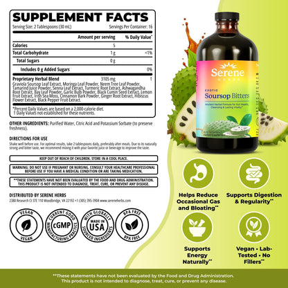 Serene Herbs Soursop Bitters Liquid with Soursop Leaves for Gut Cleanse
